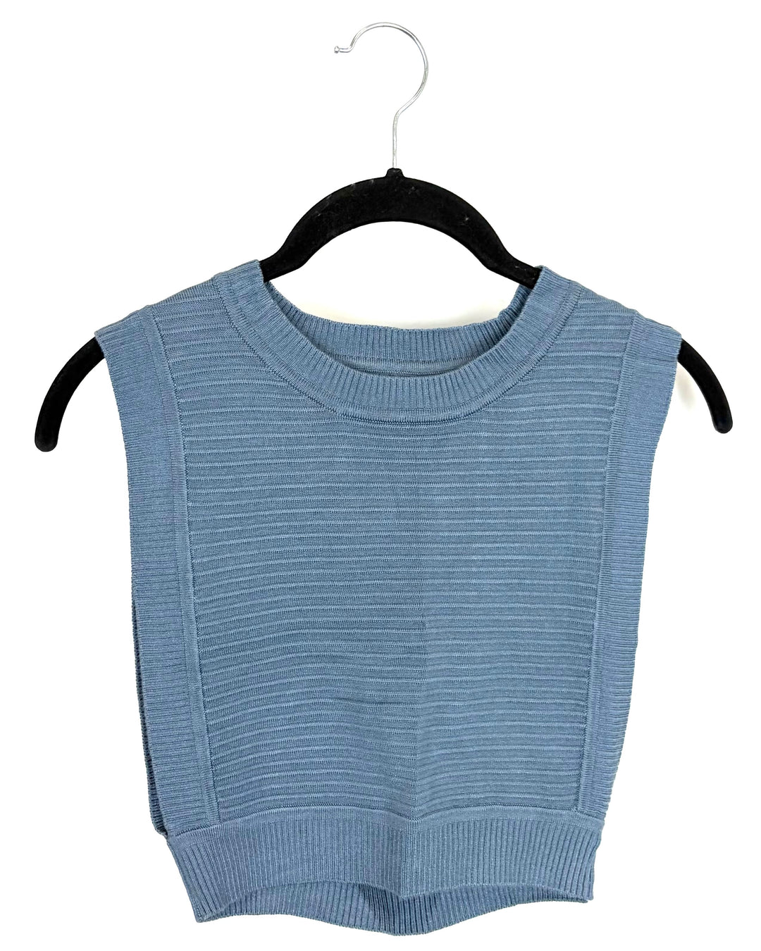 Washed Steel Blue Knit Crop Top - Size 0/2