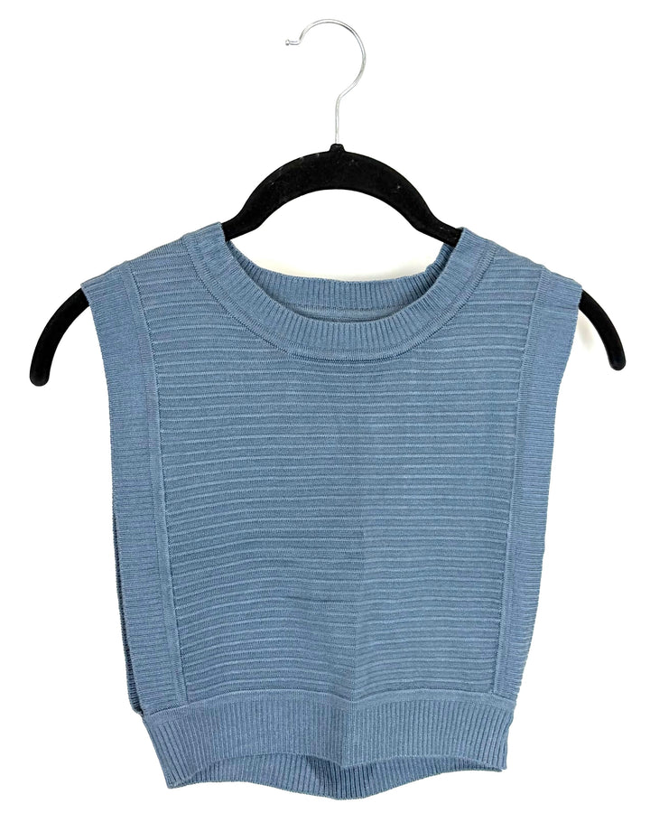 Washed Steel Blue Knit Crop Top - Size 0/2