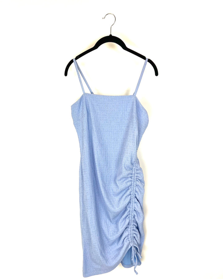 Ruched Baby Blue Mini Dress - Size 6/8