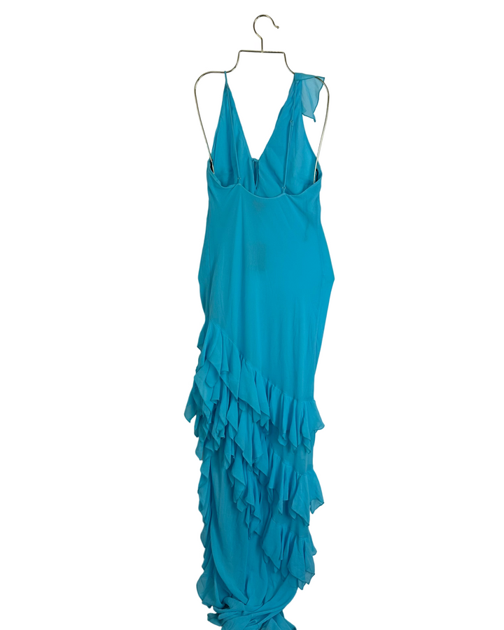 NBD Bright Blue Ruffle Dress - Small