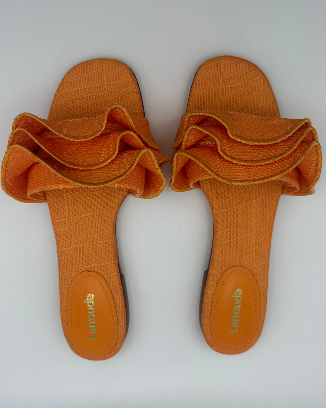 Orange Raffia Ruffle Sandal - Size 6.5