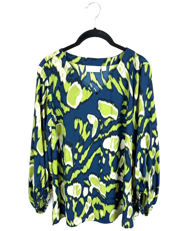Navy Abstract Print Long Sleeve Top- Size 6/8