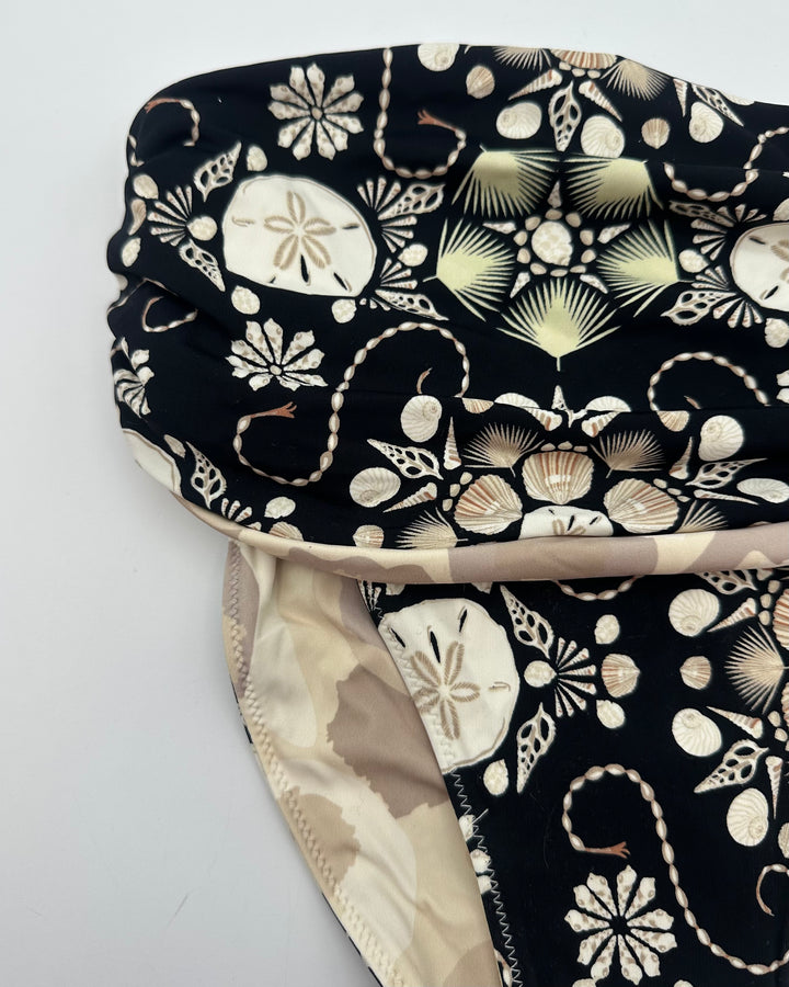 Black Seashell Print Reversible Swim Bottom - Extra Small and Extra Large