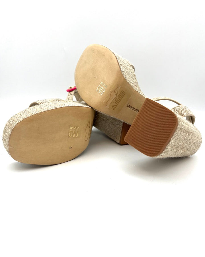Beige Woven Platform Sandal - Size 7.5