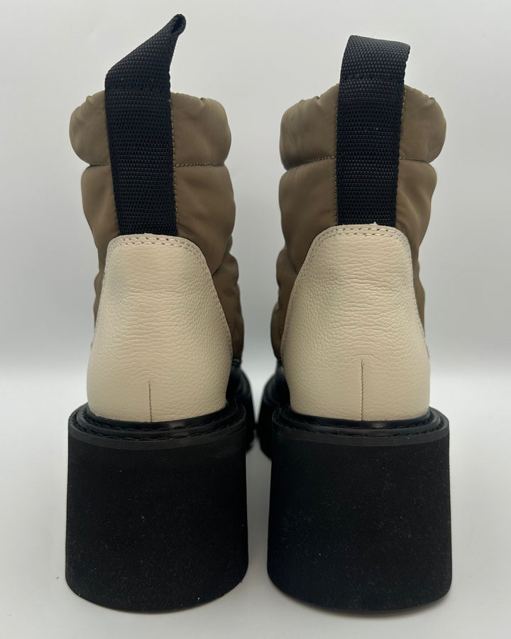 Olive Green Nylon Boots - Size 8 and 9.5