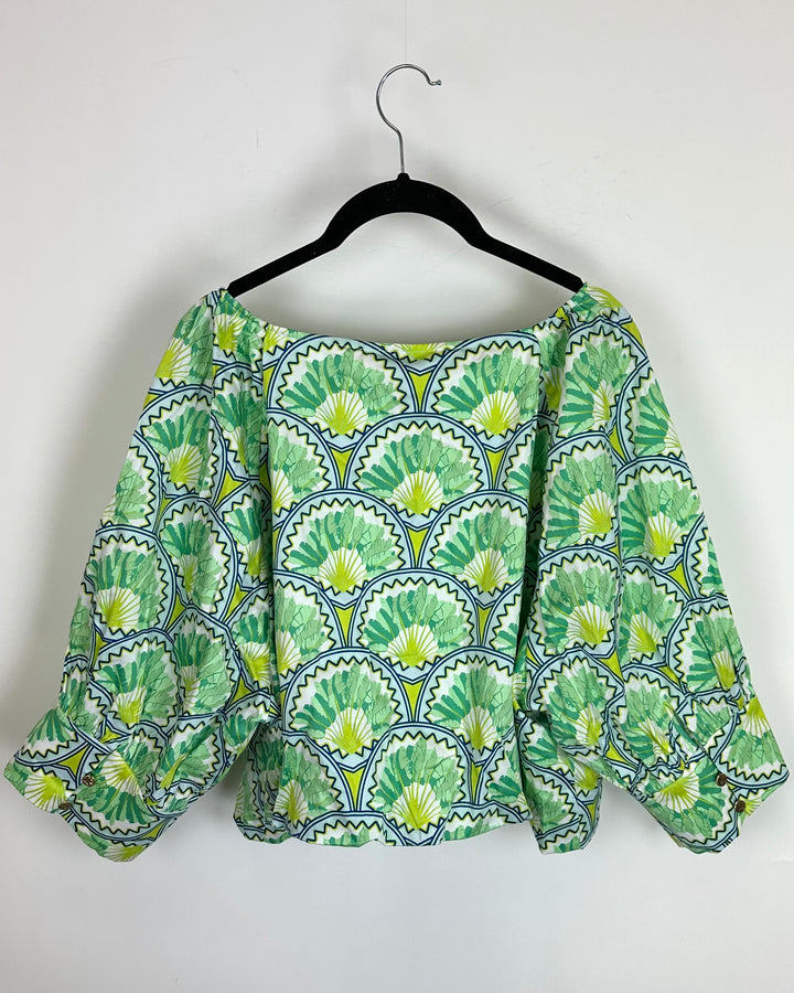 Green Abstract Cropped Top - Extra Extra Large