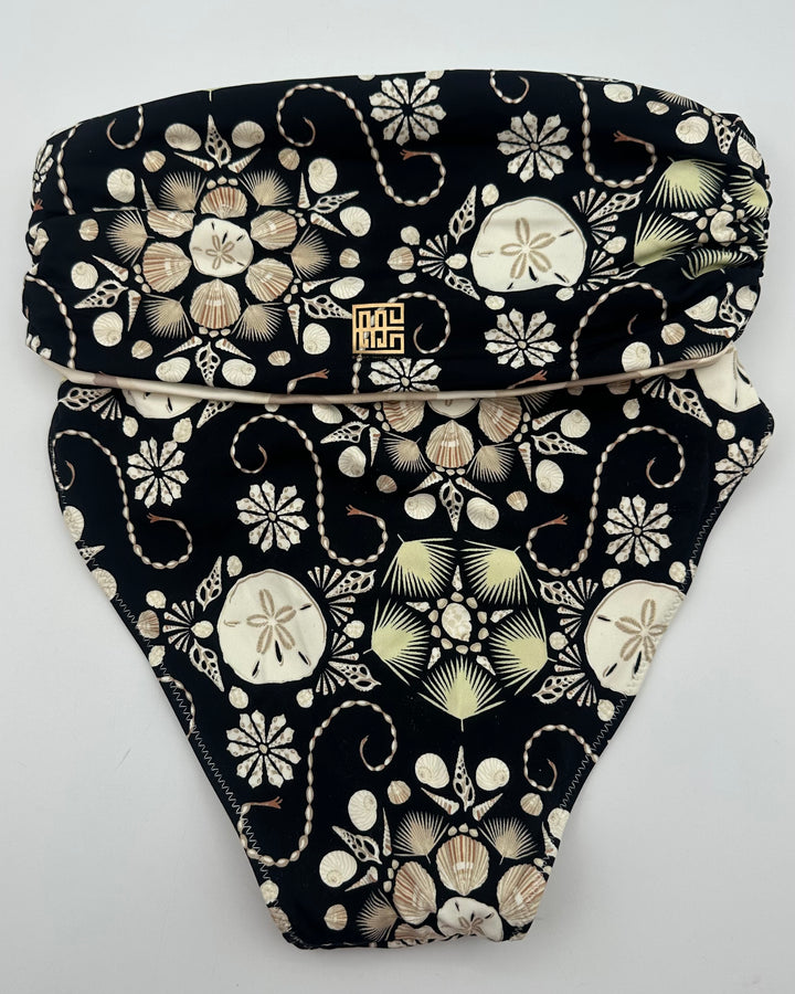 Black Seashell Print Reversible Swim Bottom - Extra Small and Extra Large