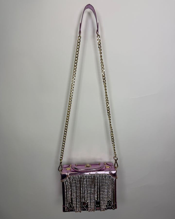 Metallic Pink and Gem Fringe Structured Bag