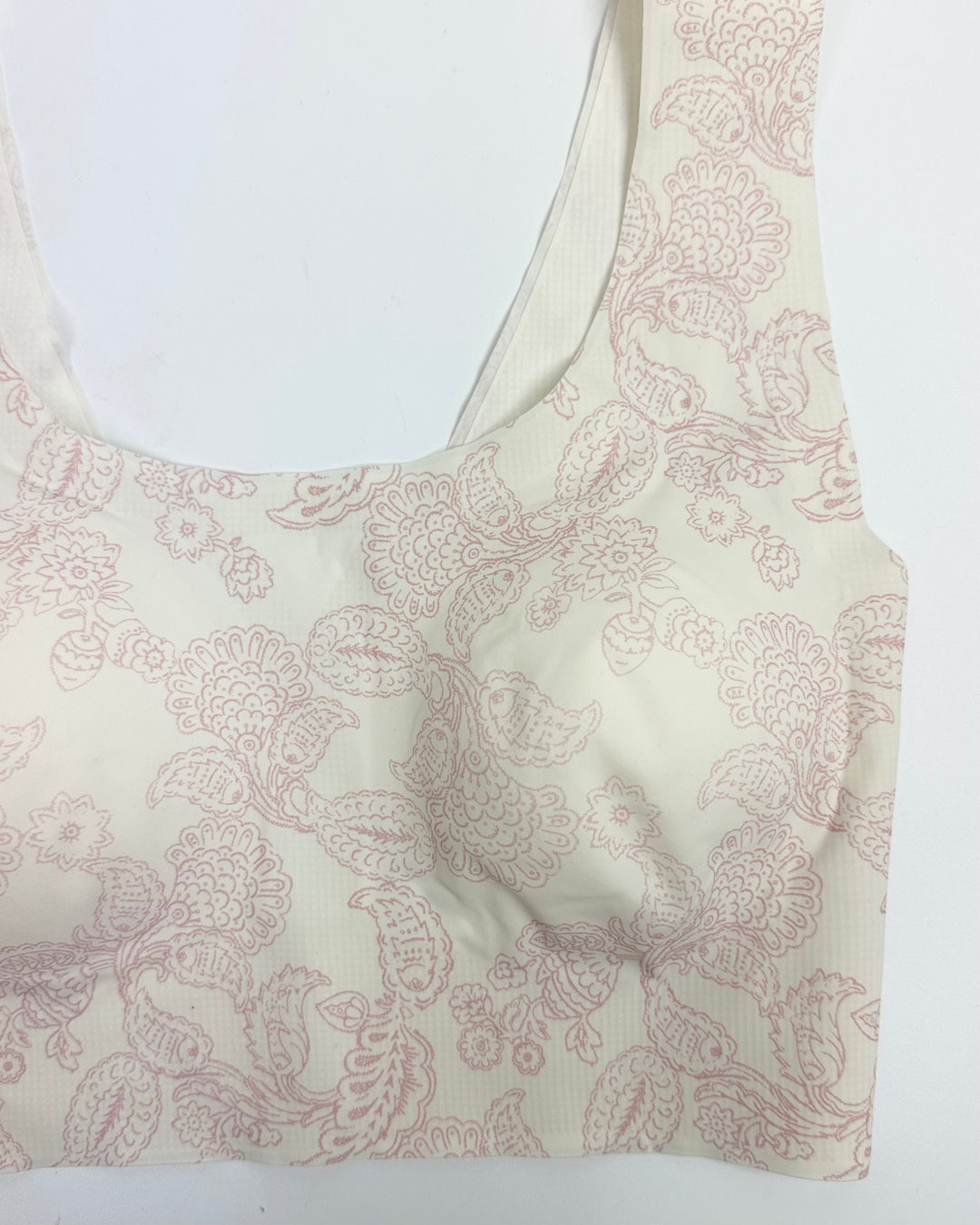 Cream And Paisley Seamless And Wireless Bra - Small