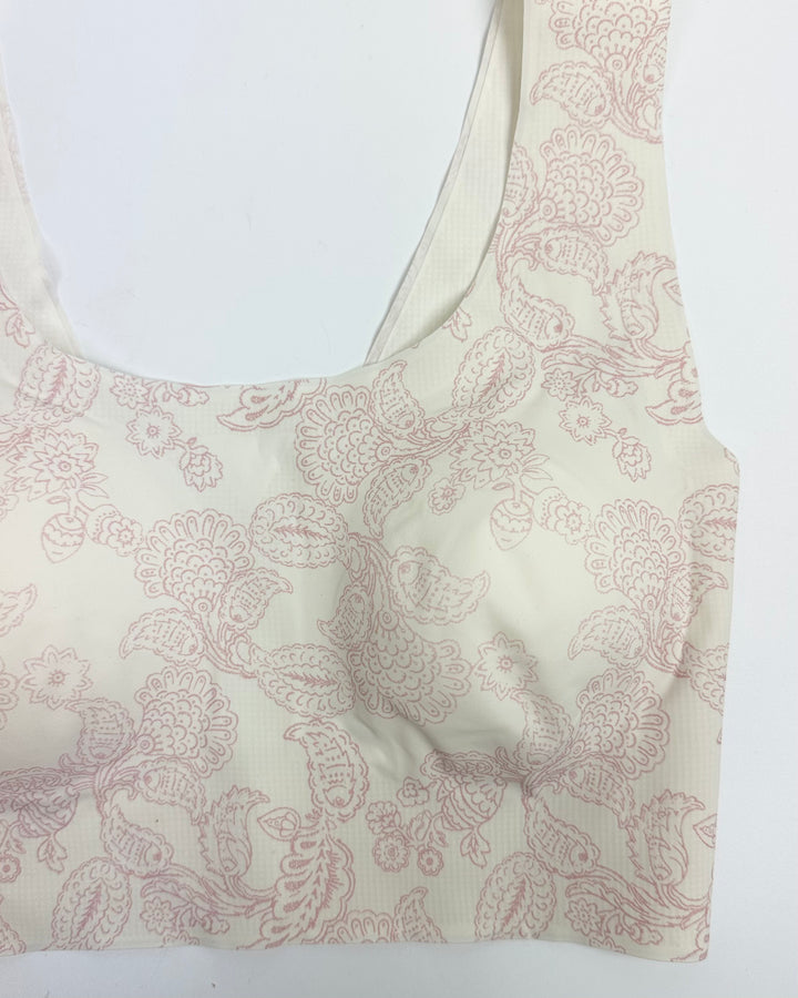 Cream And Paisley Seamless And Wireless Bra - Small