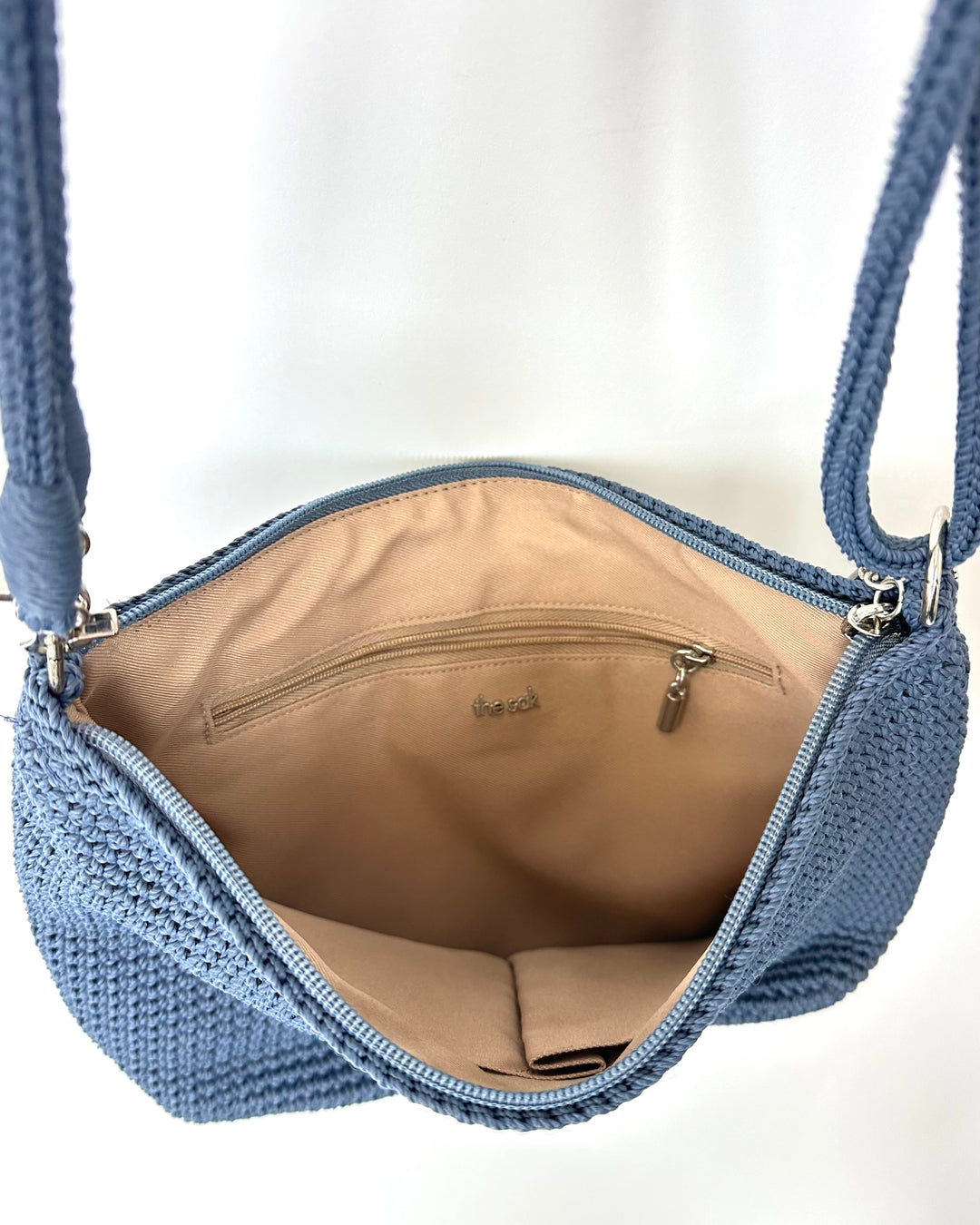 Slate Blue Crochet Shoulder/Crossbody Bag