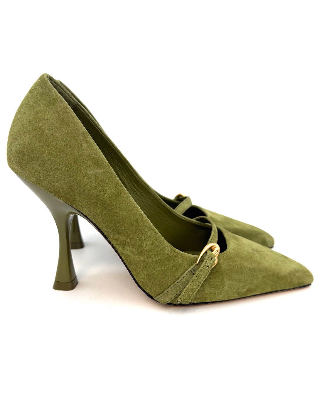 Olive Green Suede Heel - Size 6.5