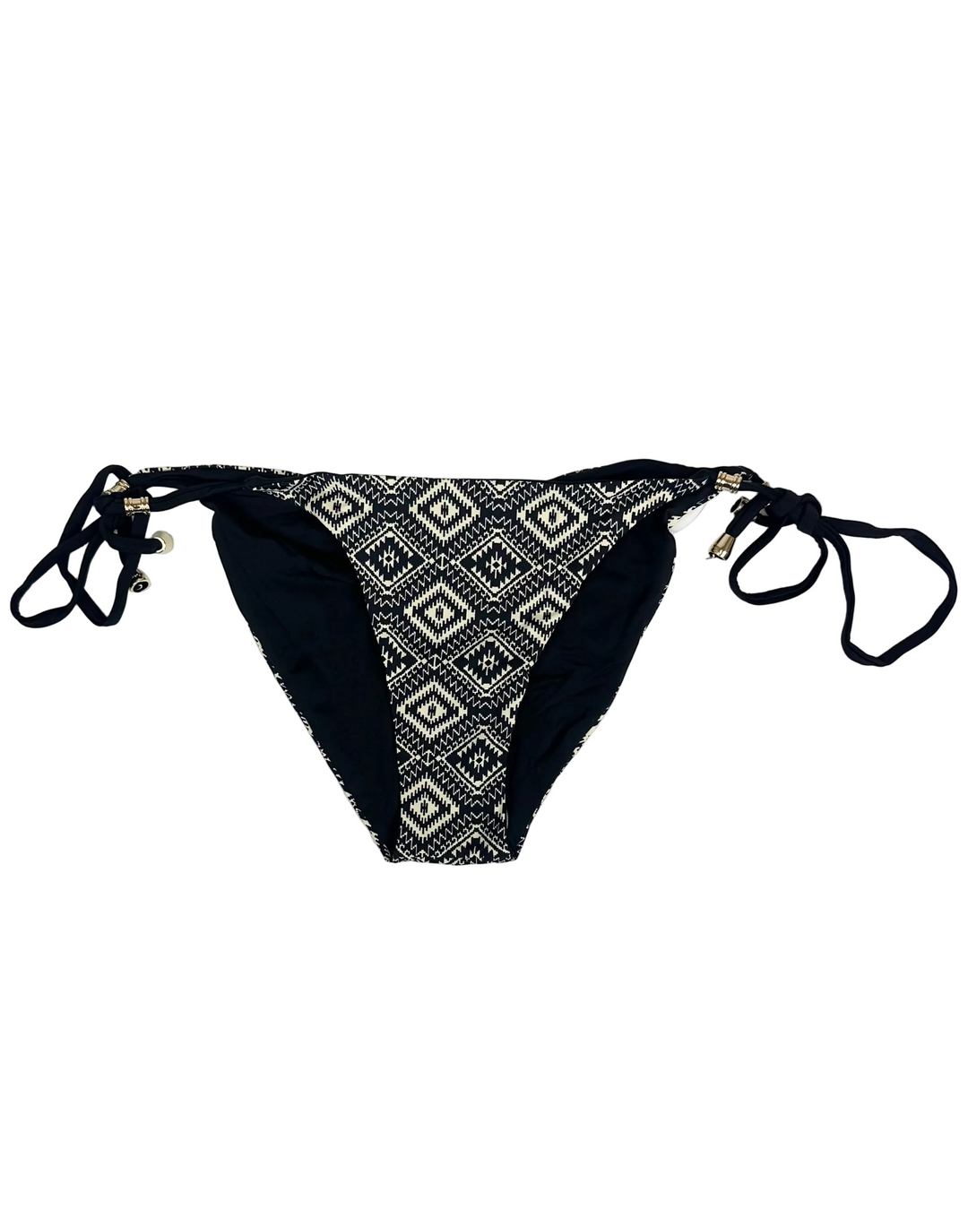 Black & Cream Printed Reversible Scrunch Bikini Bottom - XS, S, M