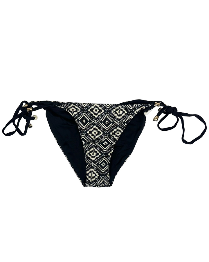 Black & Cream Printed Reversible Scrunch Bikini Bottom - XS, S, M