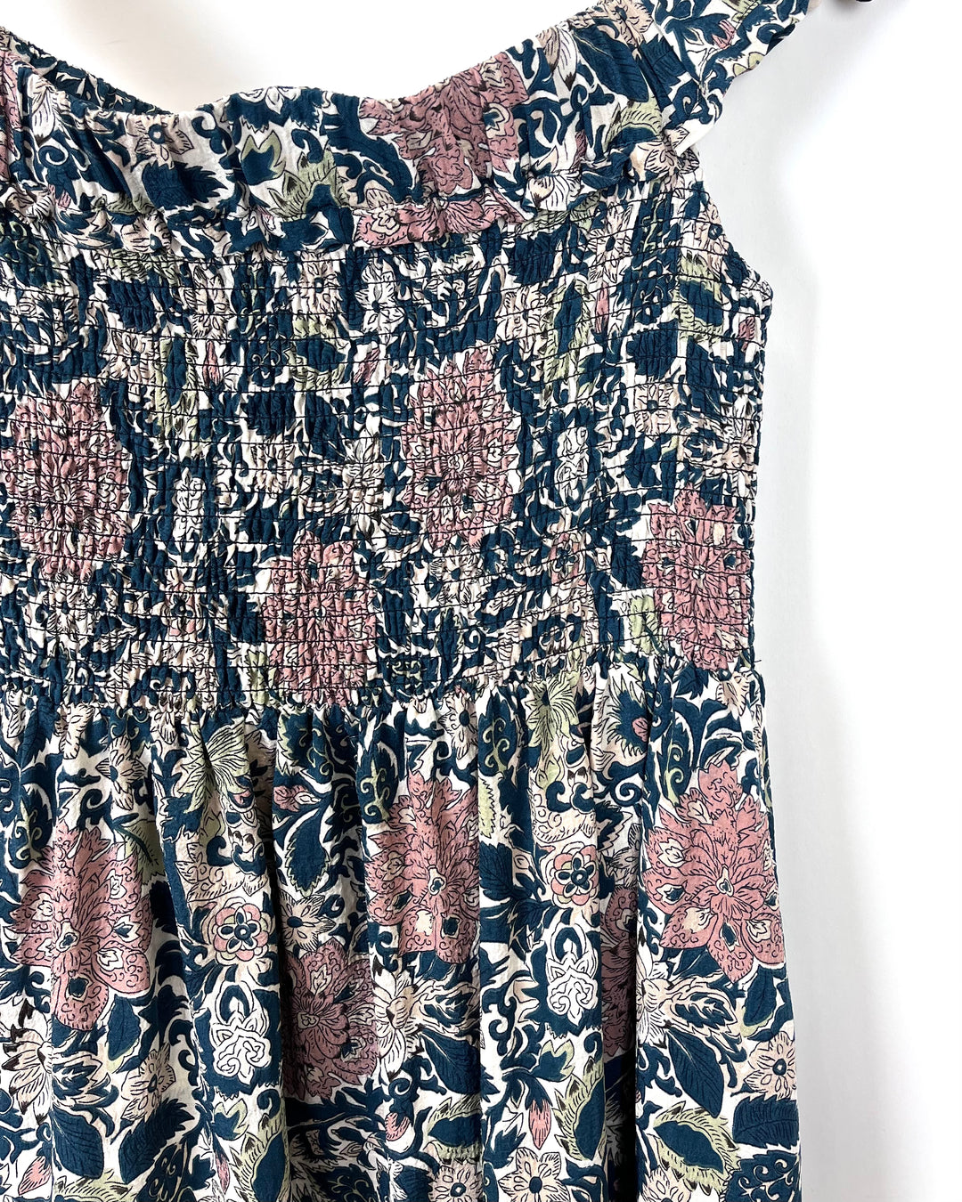 Dark Floral Smocked Dress - Size 8/10