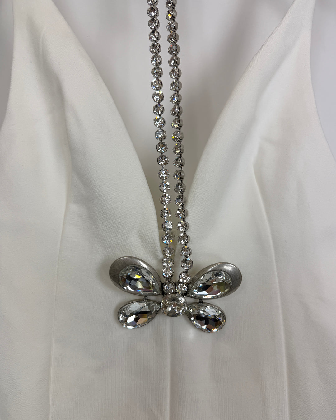White Rhinestone Halter Dress - Size 4/6