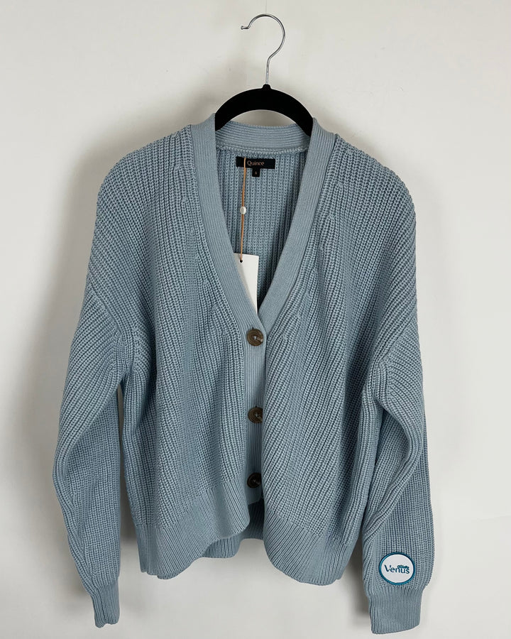 Quince Blue Knit Cardigan - Small