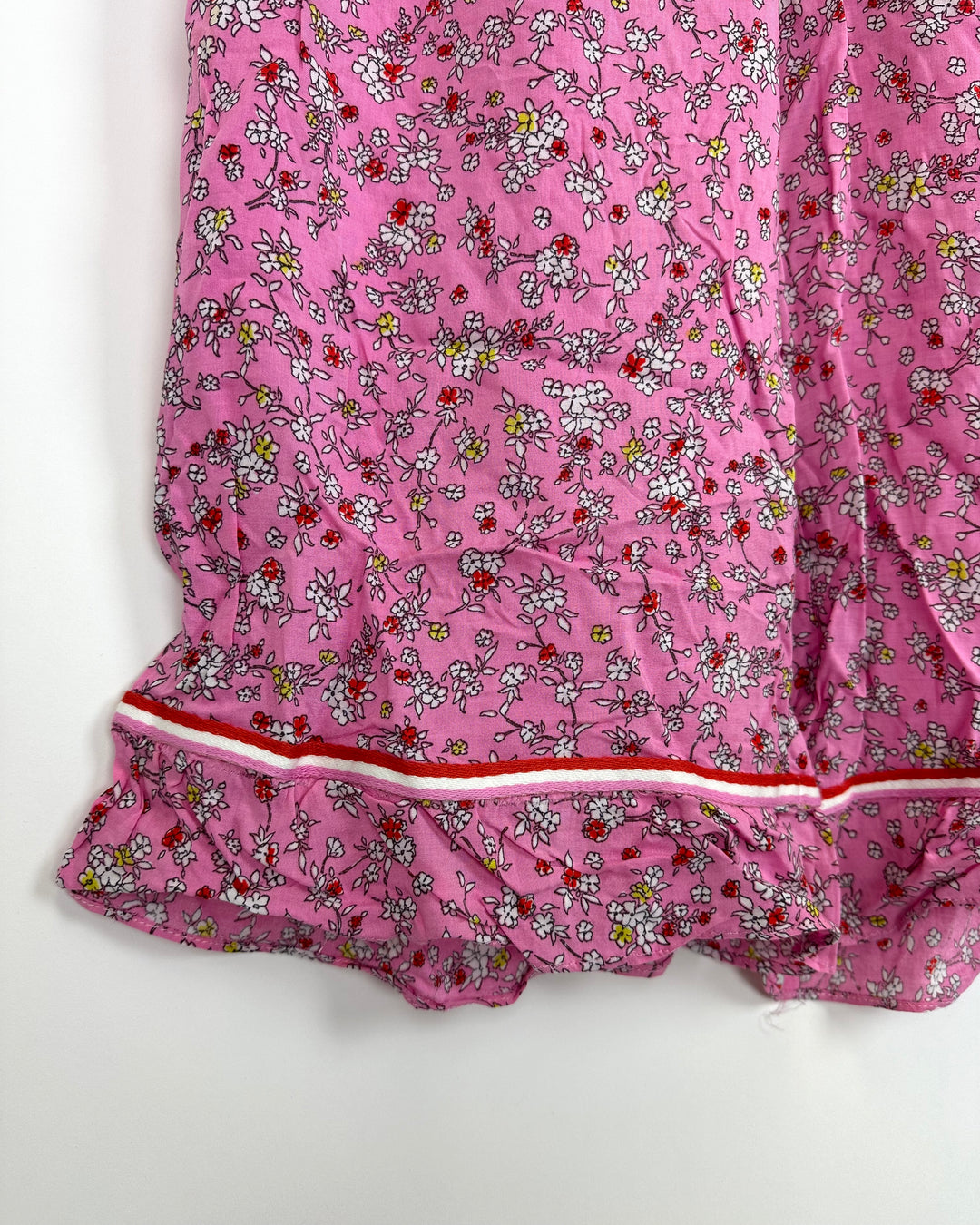 Pink Floral Ruffle Pajama Bottoms - Small