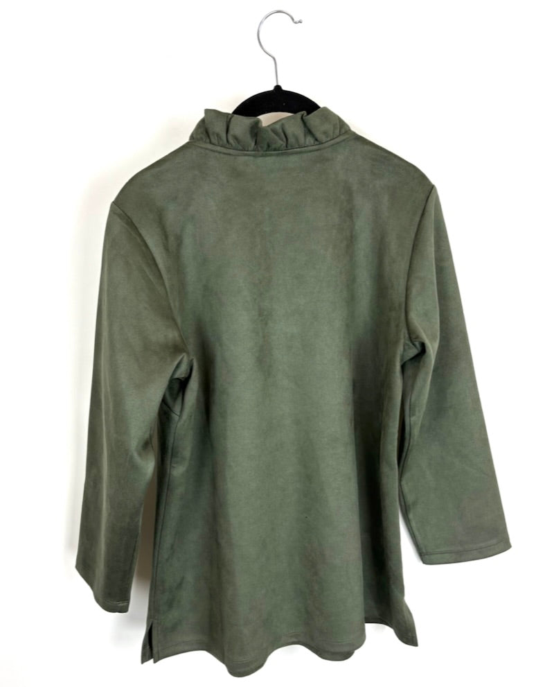 Green Textured Ruffle Top - Size 6/8