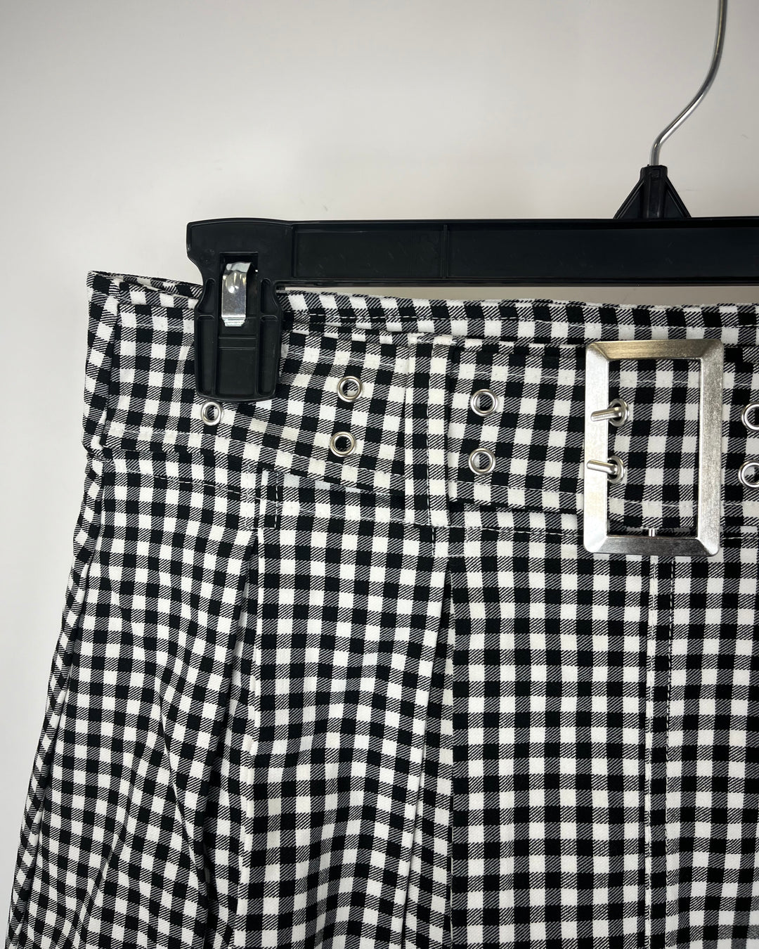 Black Gingham Pleated Mini Skort - Small - Large