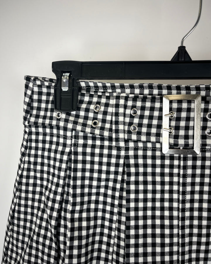 Black Gingham Pleated Mini Skort - Small - Large