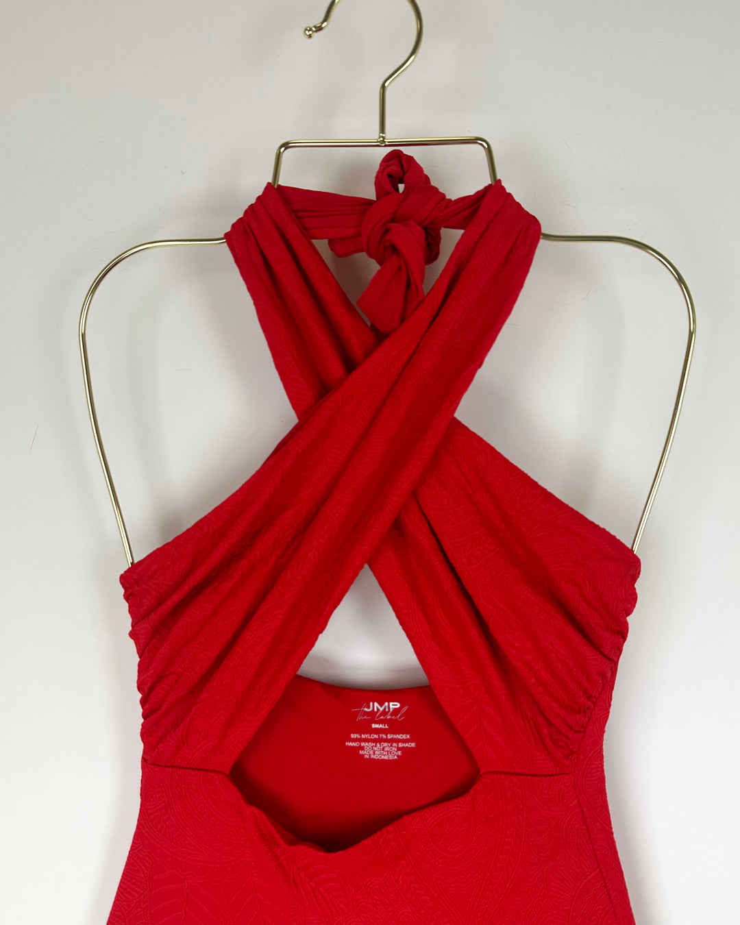 Red Embossed Multi Wear One Piece Swimsuit - Extra Small