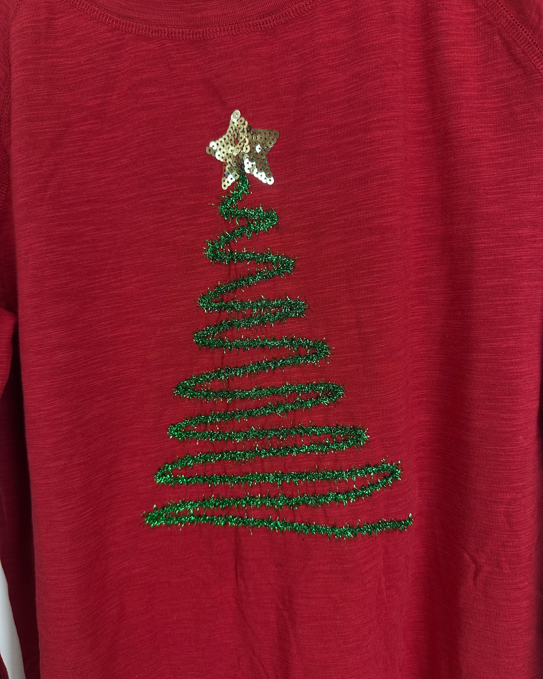 Red Long Sleeve with Decorative Tree - Size 6/8