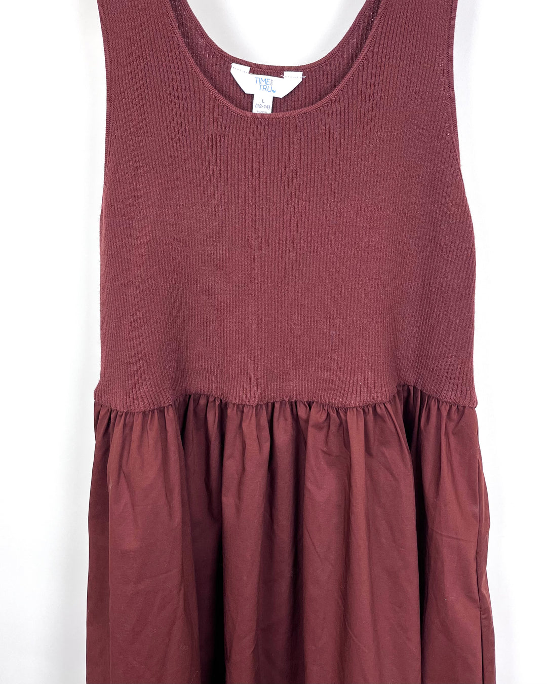 Dark Brown Multi Textured Dress - Size 12-14