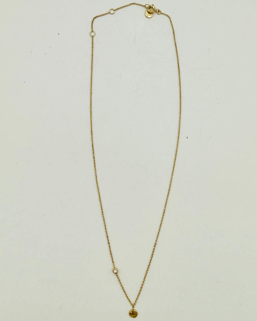 Dainty Faux Pearl & Gold Circle Necklace