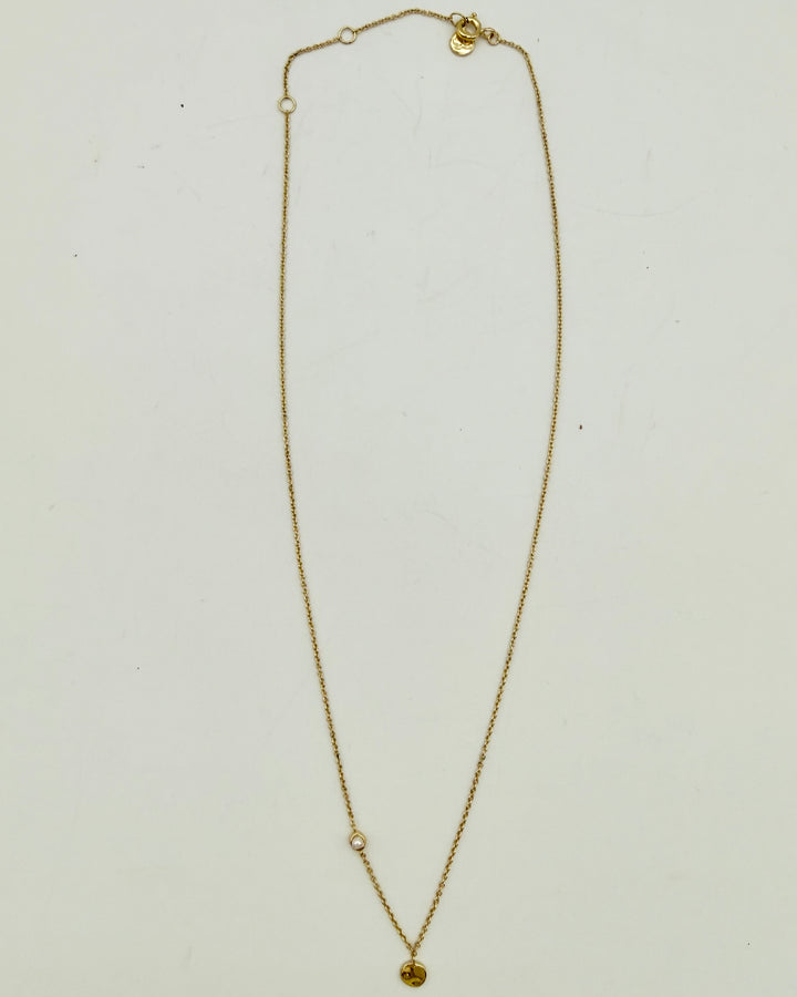Dainty Faux Pearl & Gold Circle Necklace