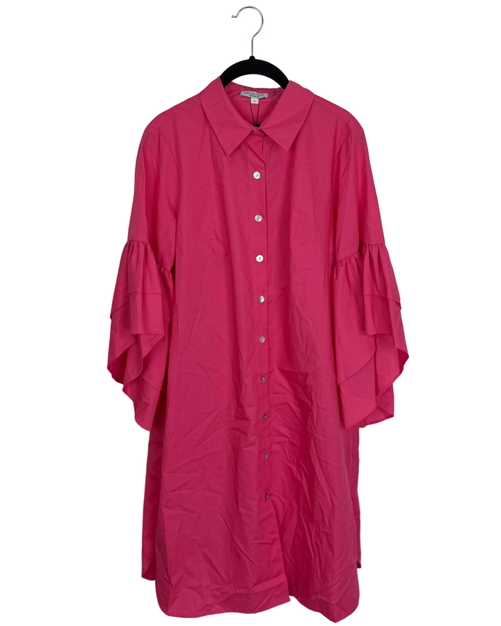 Watermelon Pink Shirt Dress - Size 8/10 and 16/18