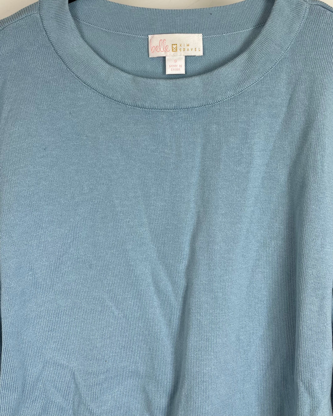 Light Blue & Faux Pearl Sweater - Size 6/8