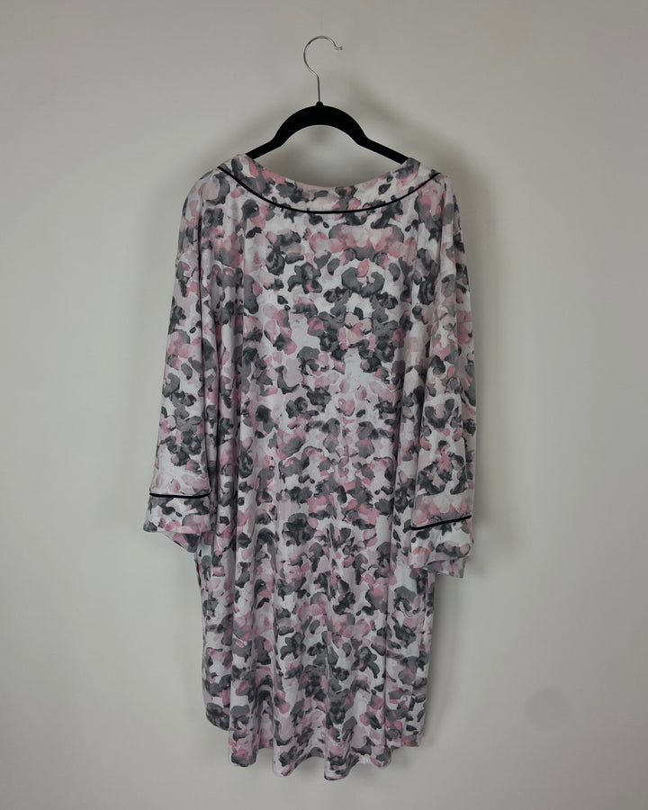 Pink And Black Abstract Print Nightgown - Size 1X