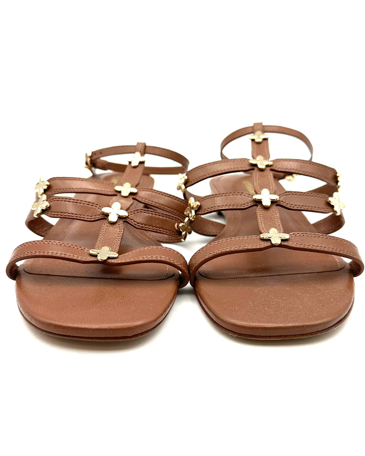 Brown Leather Flat Sandals - Size 6.5