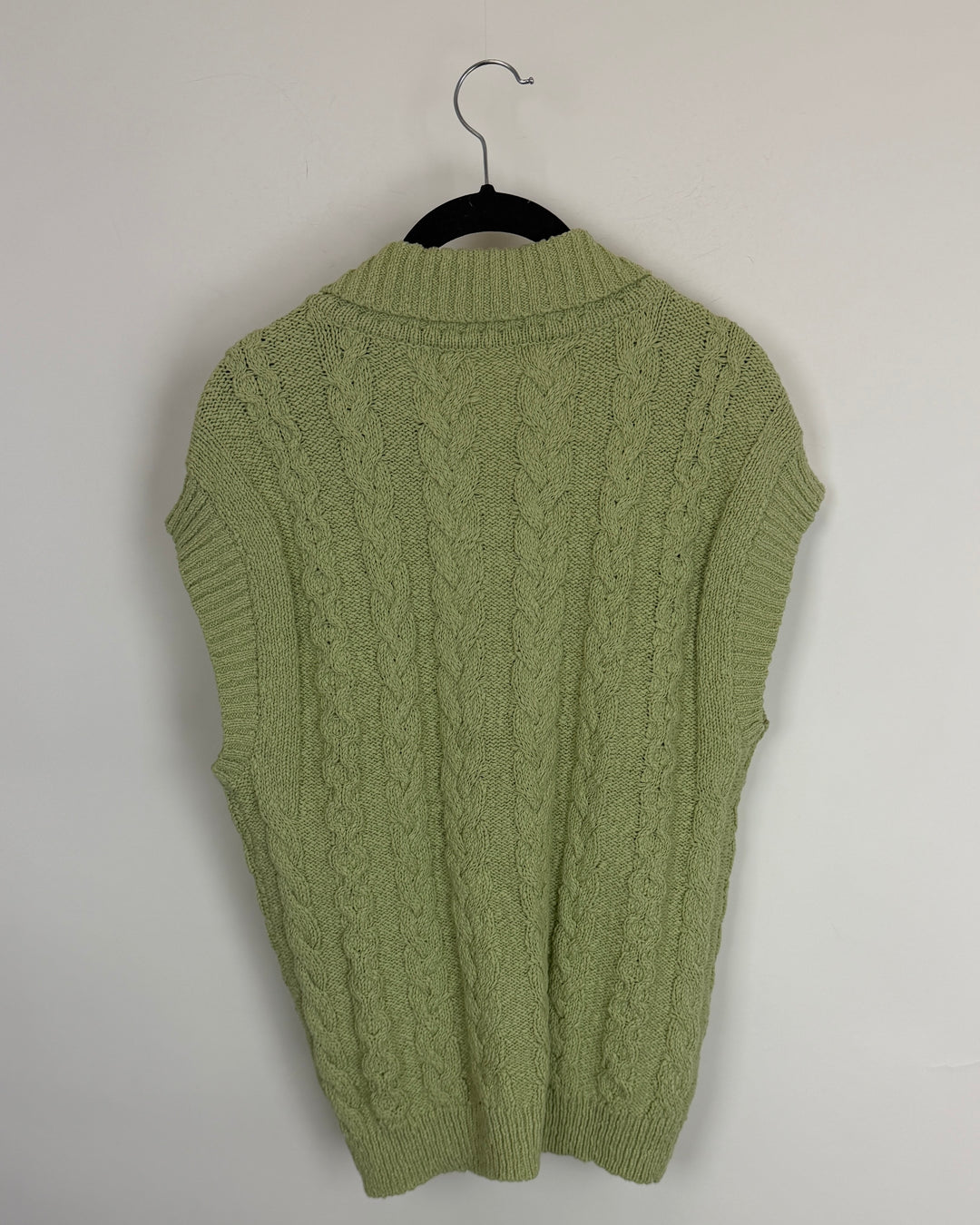 Pistachio Collared Cable Knit Sweater Vest - Size 4/6