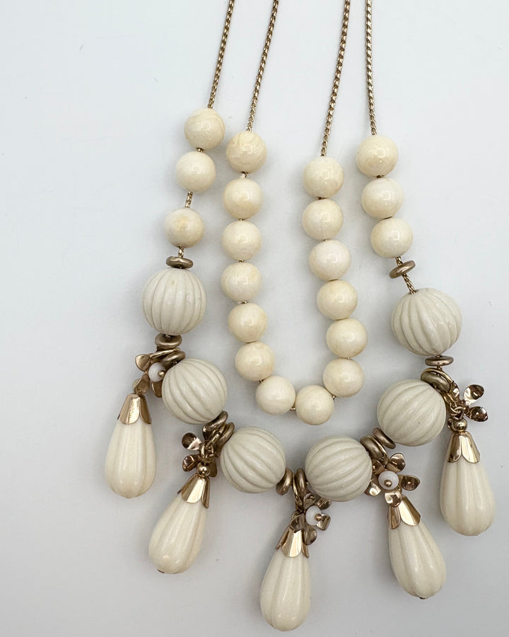 2 Layered Beaded Gold Necklace