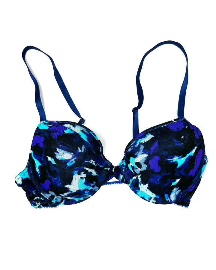Blue Abstract Pushup Bra -  34C