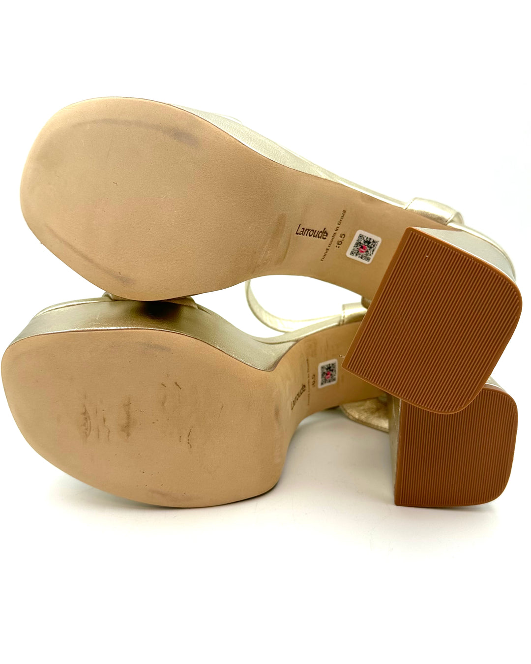 Gold Metallic Leather Platform Heels - Size 6.5, 7 and 8