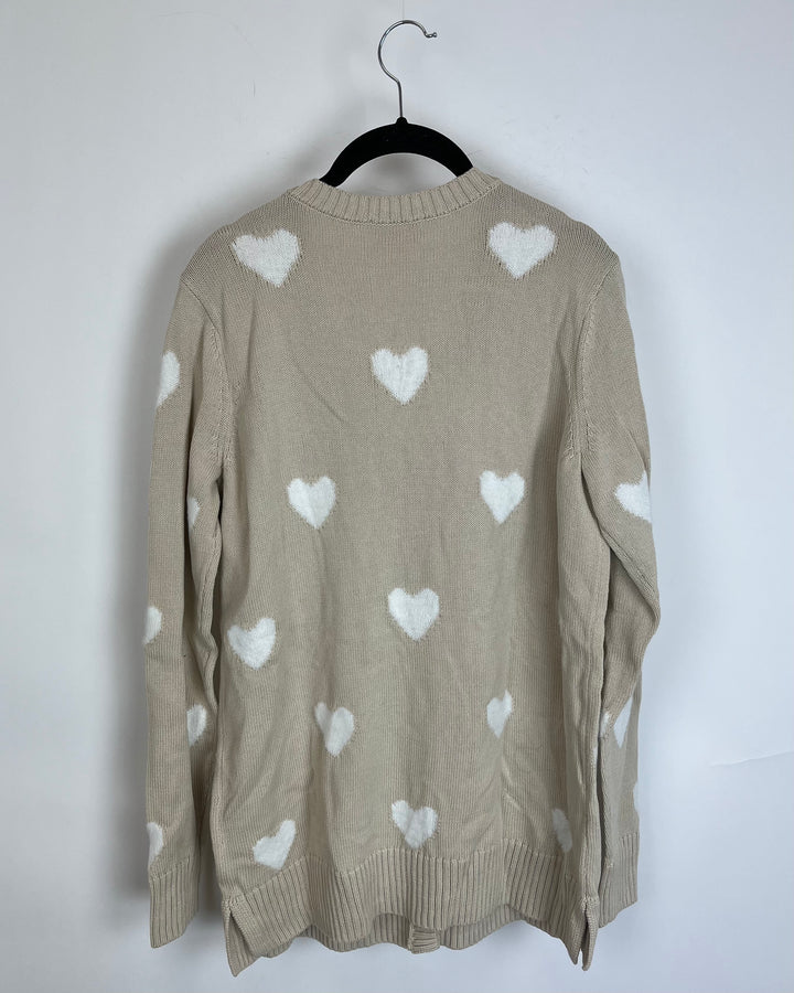 Light Brown Heart Cardigan - Size 6/8