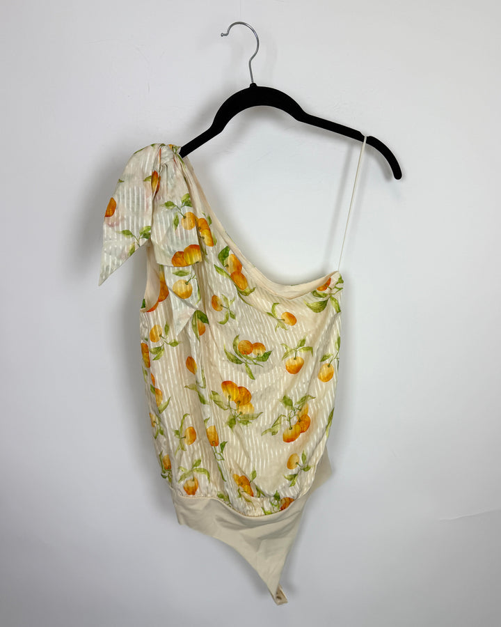 Cream and Fruit Pattern Bodysuit - Size 0