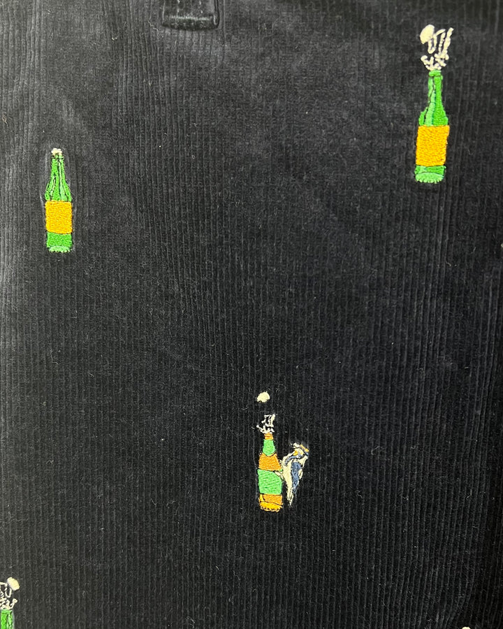 MENS Blue Glass Bottle Embroidered Corduroy Pants - 32X32