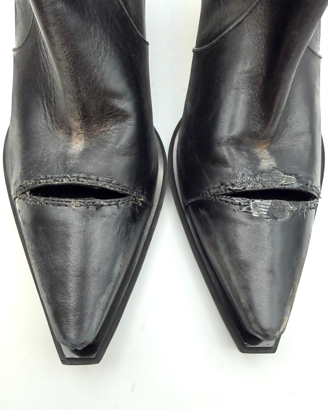 Black Toe Slit Booties - Size 41