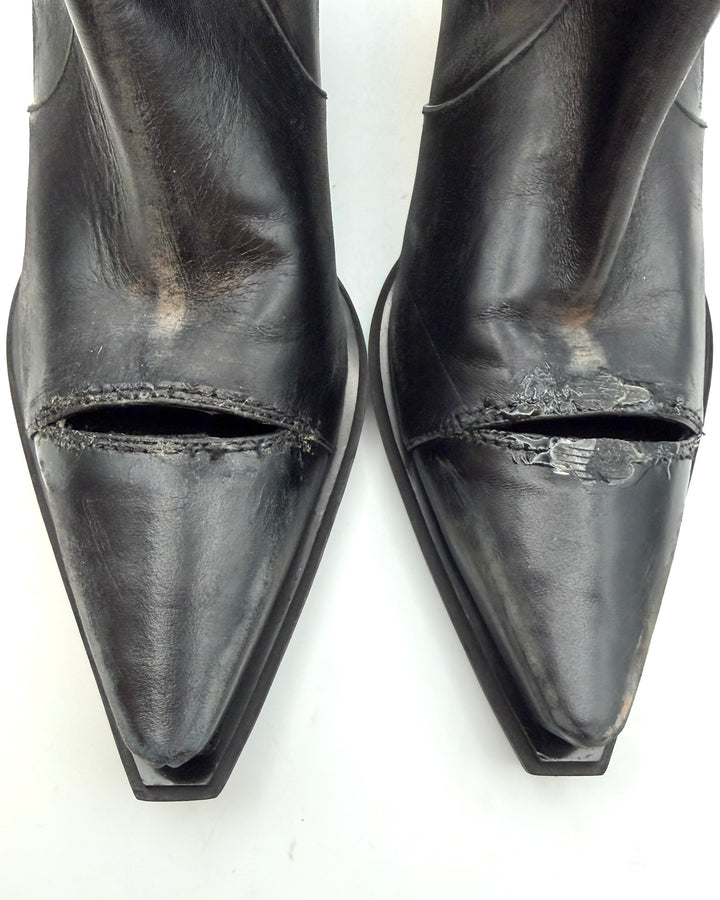 Black Toe Slit Booties - Size 41