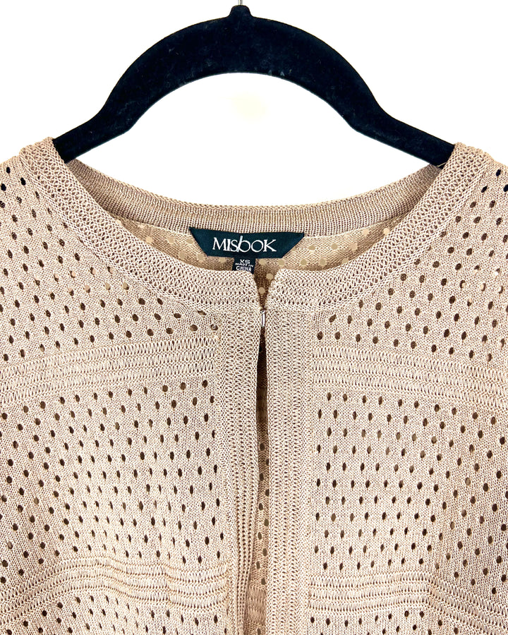Tan Brown Open Knit Cardigan - Size 2/4