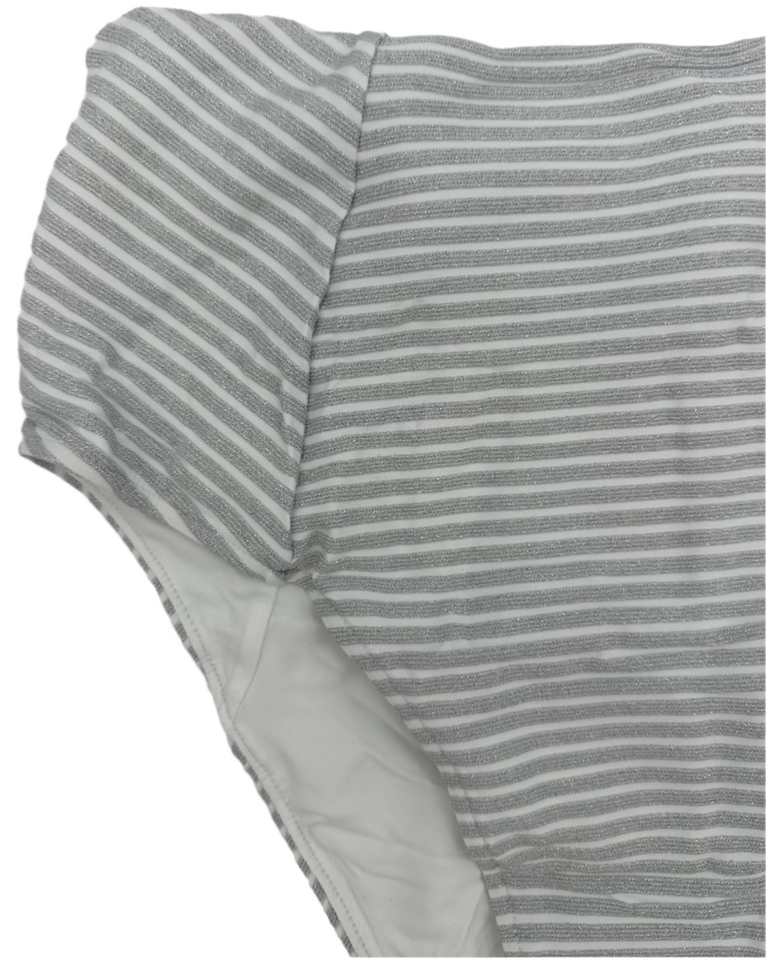 Metallic Silver High Waist Fuller Coverage Bikini Bottom - XS, S, M, XXL