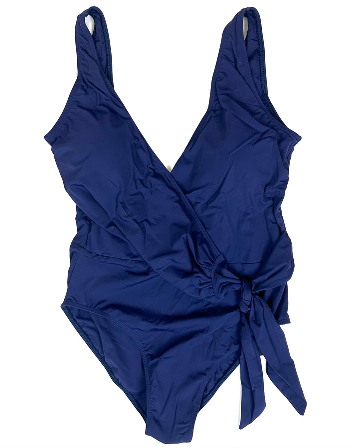 Navy Blue Wrap One Piece Swimsuit - Size 4/6
