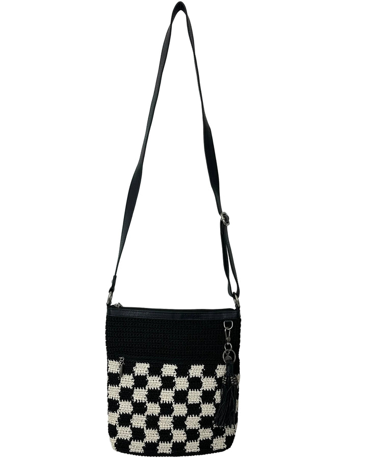 Black and White Checkered Design Crossbody Bag