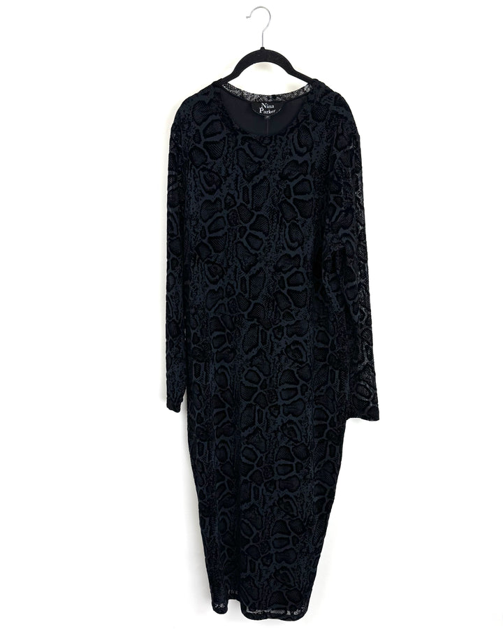 Black Velvet Animal Print Dress- Size 2x