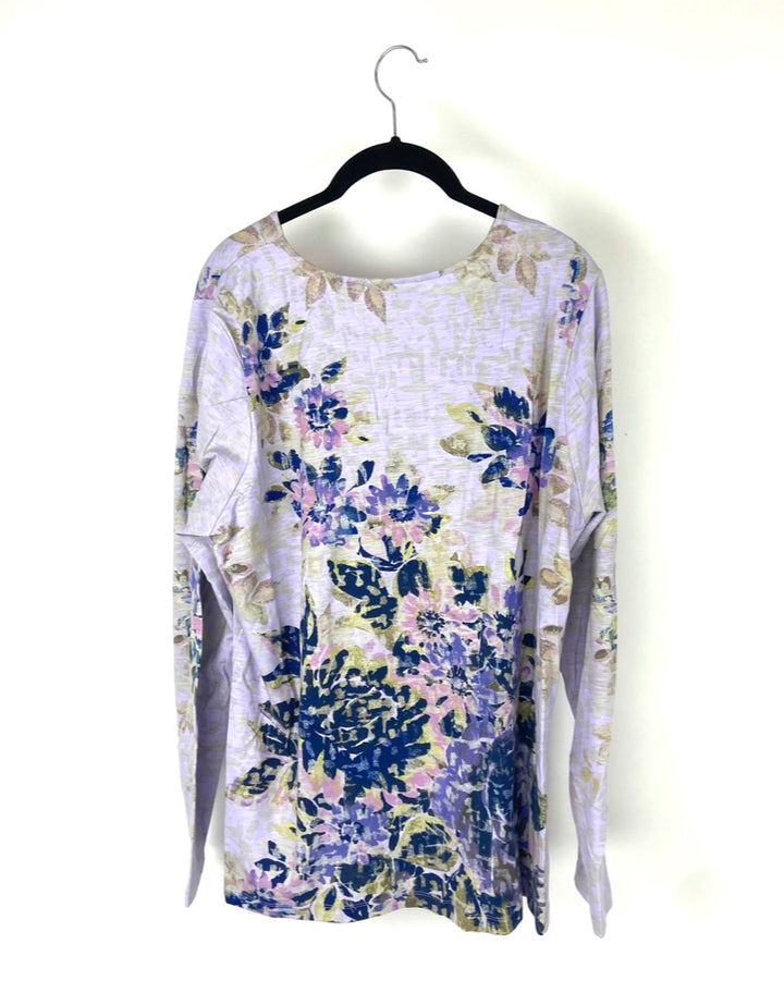 Purple Floral Long Sleeve - Size 14/16