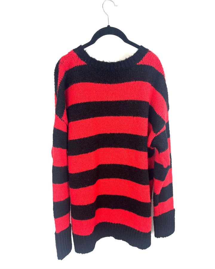 Black And Red Striped Sweater - Size 8/10